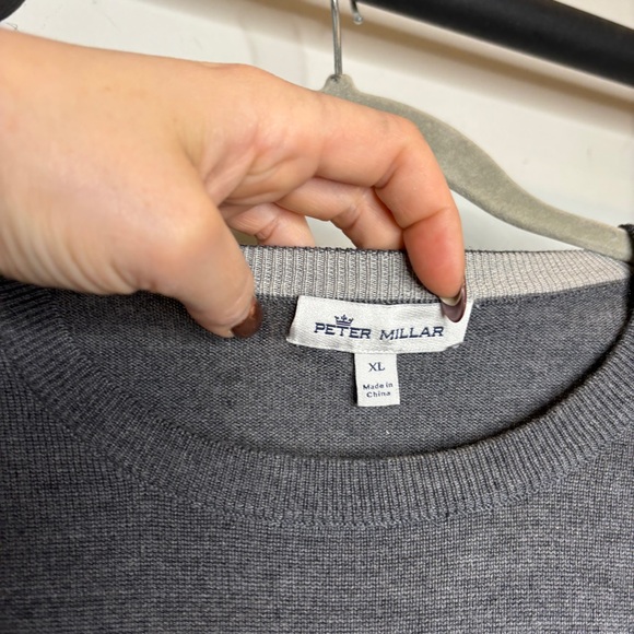 Peter Millar Gray Wool & Silk V-Neck Pullover Sweater - Picture 2 of 7